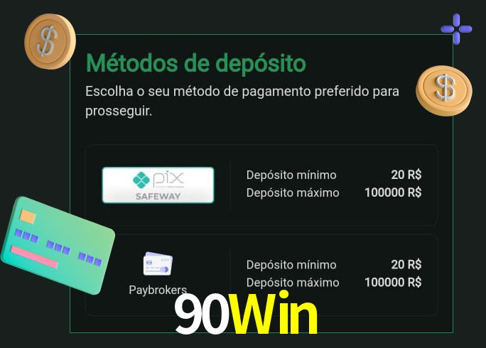 O cassino 90Win oferece uma grande variedade de métodos de pagamento